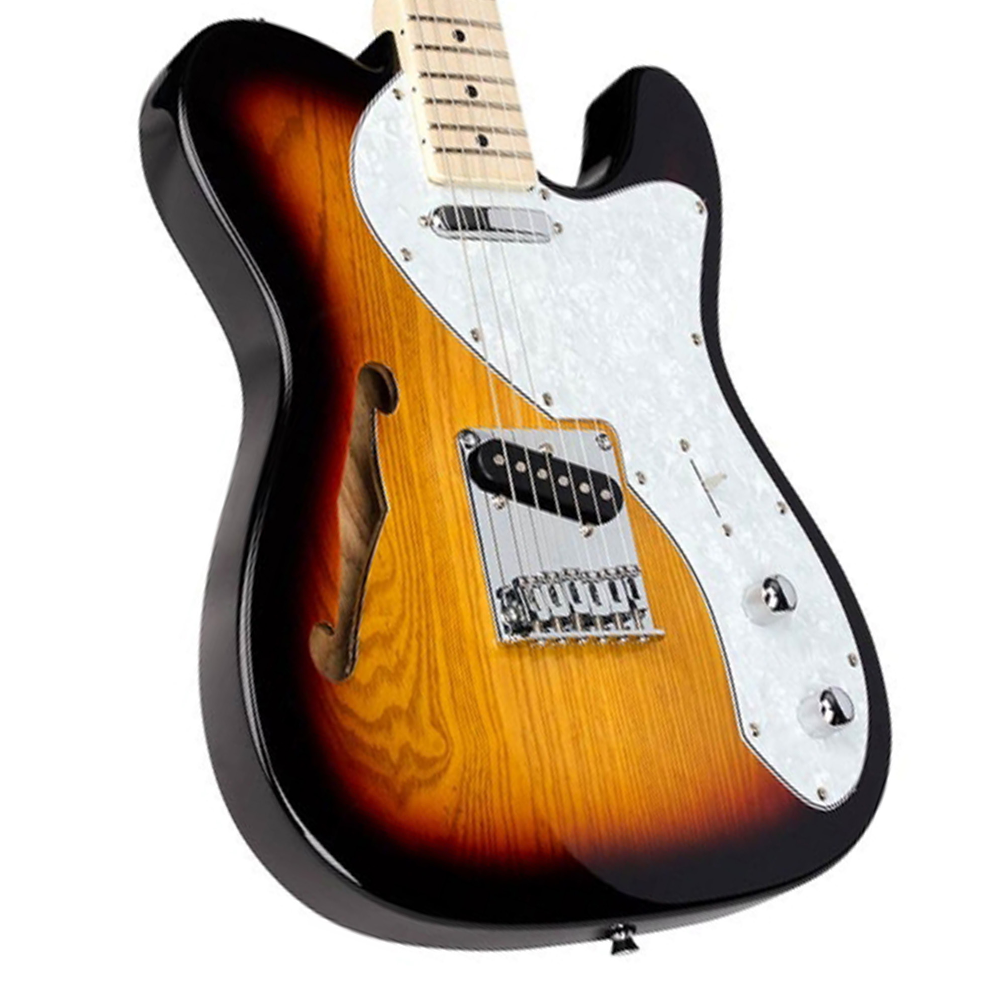 SX Guitar Semi Hollow Body Telecaster Electric Guitar - Sunburst