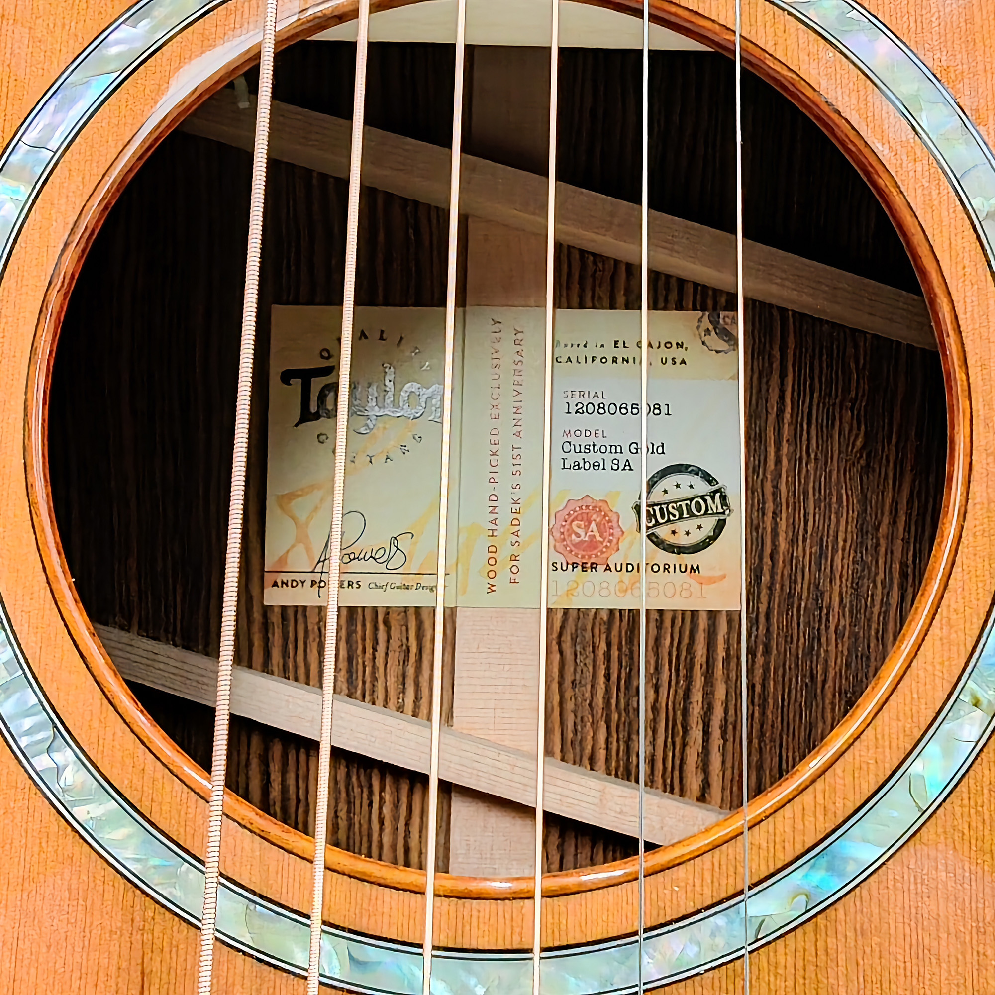 Taylor Custom 814e Bocote Cedar Gold Label Acoustic Electric Guitar - Natural