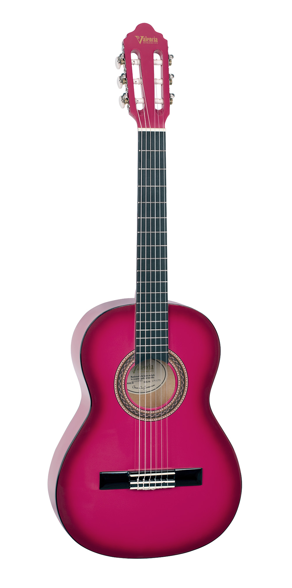 Valencia Pink Sunburst Classical Guitar - 3/4 Size