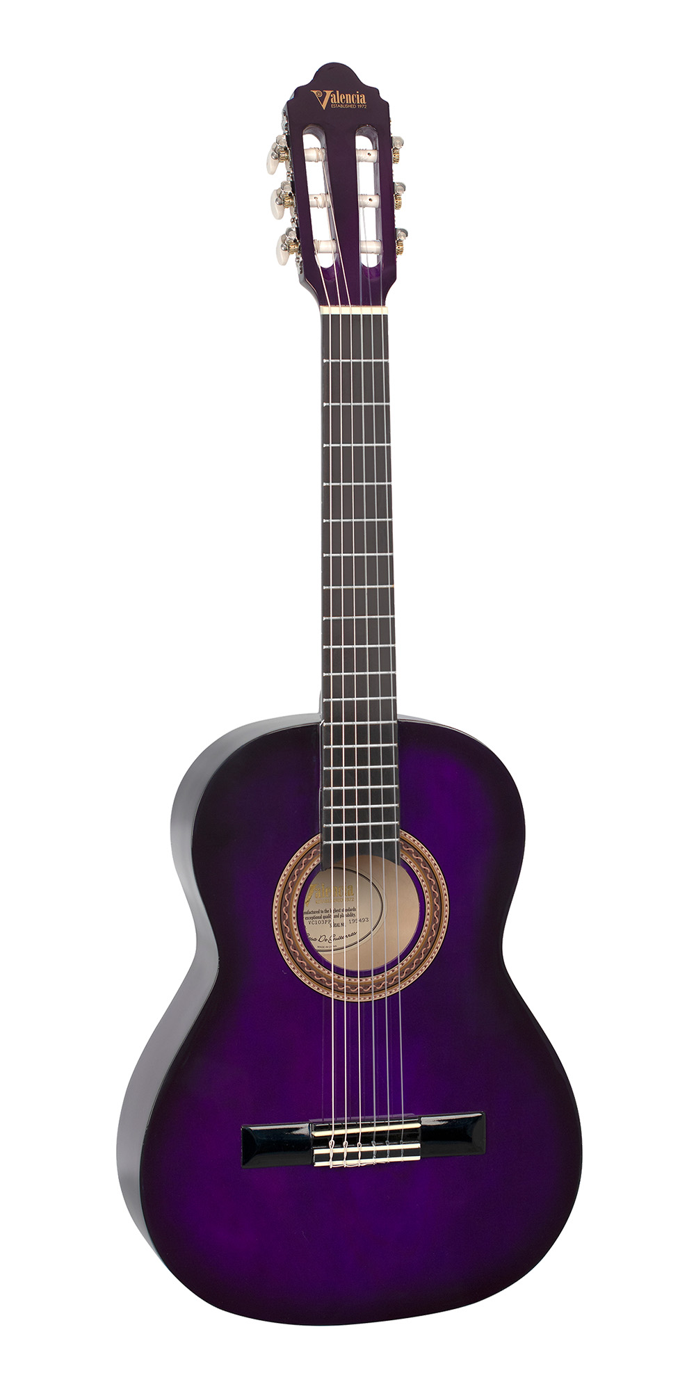 Valencia Purple Sunburst Classical Guitar - 3/4 Size