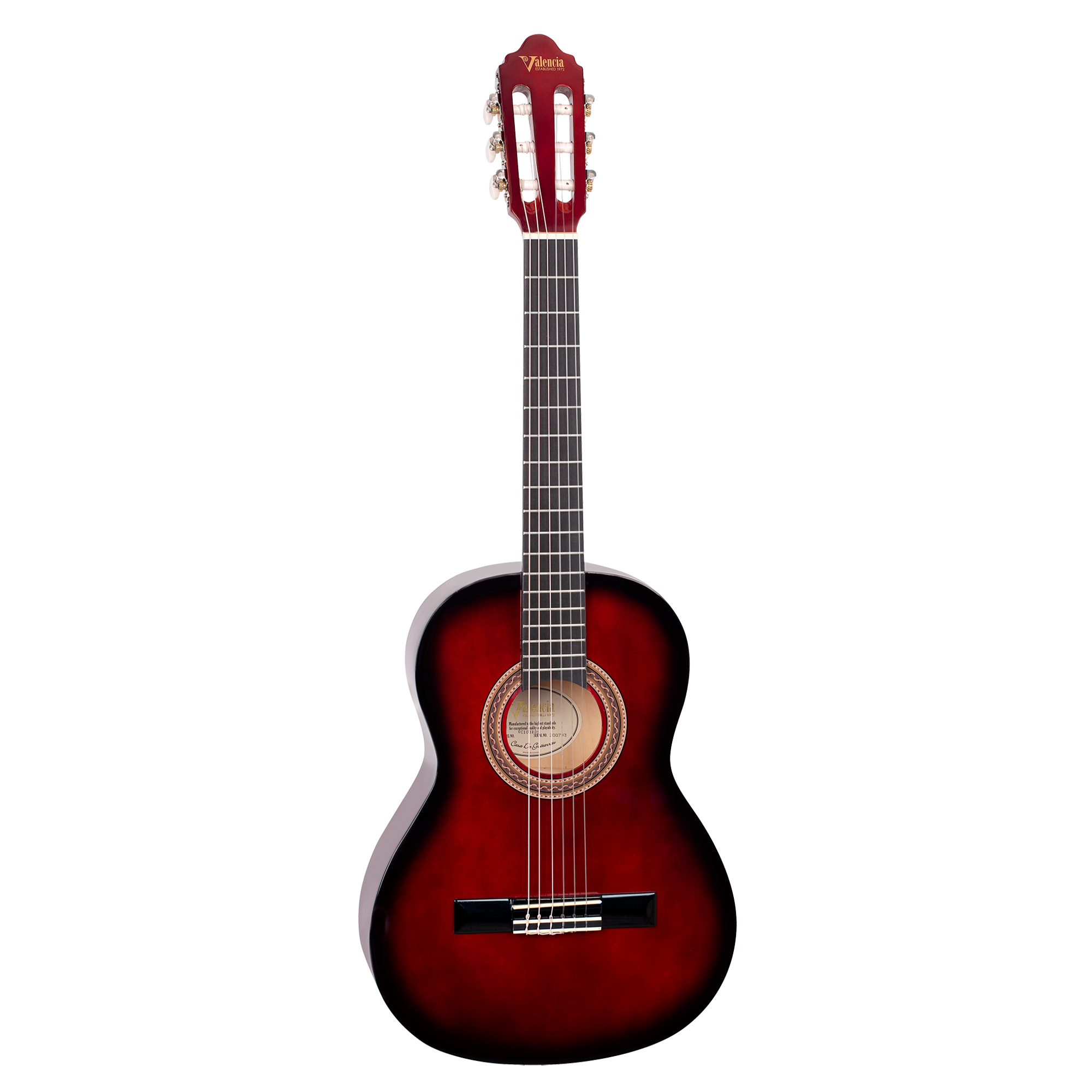 Valencia Red Sunburst Classical Guitar - 3/4 Size