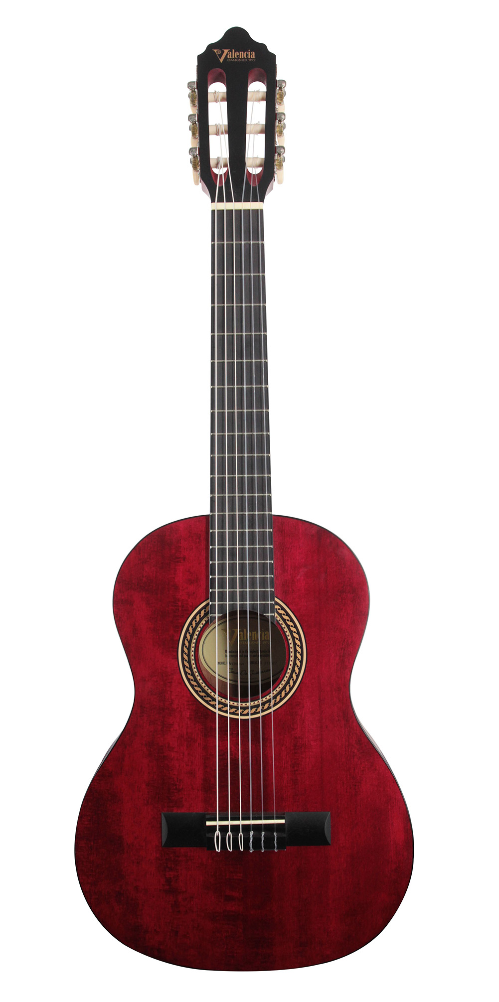 Valencia Transparent Wine Red Classical Guitar - 1/2 Size