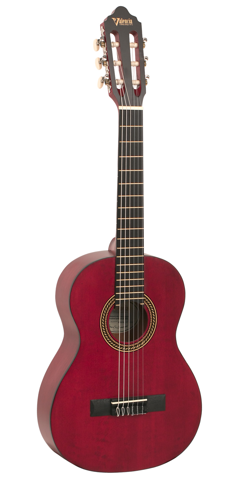 Valencia Transparent Wine Red Classical Guitar - 1/2 Size