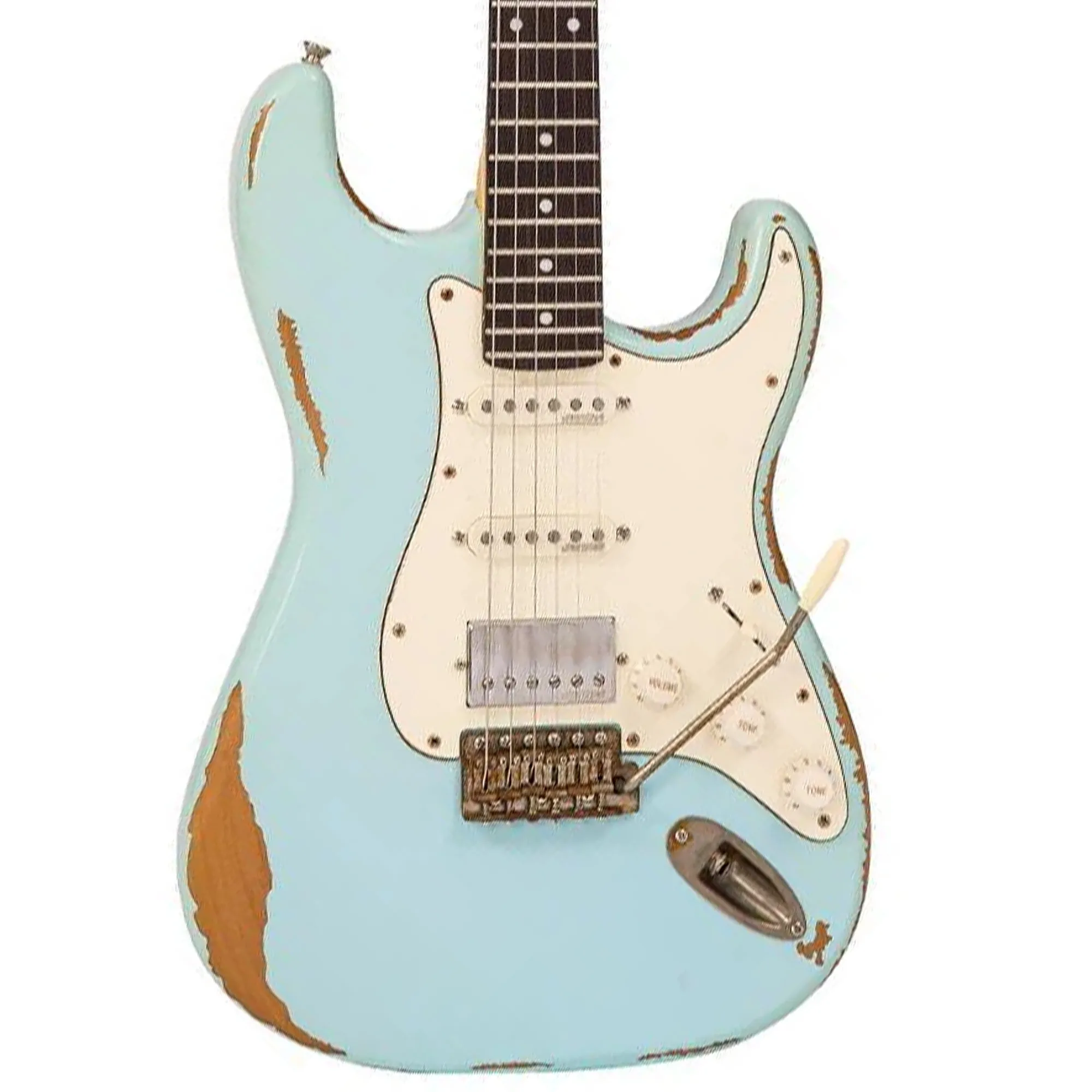 Vintage Icon HSS Electric Guitar - Ultra Gloss Distressed Laguna Blue