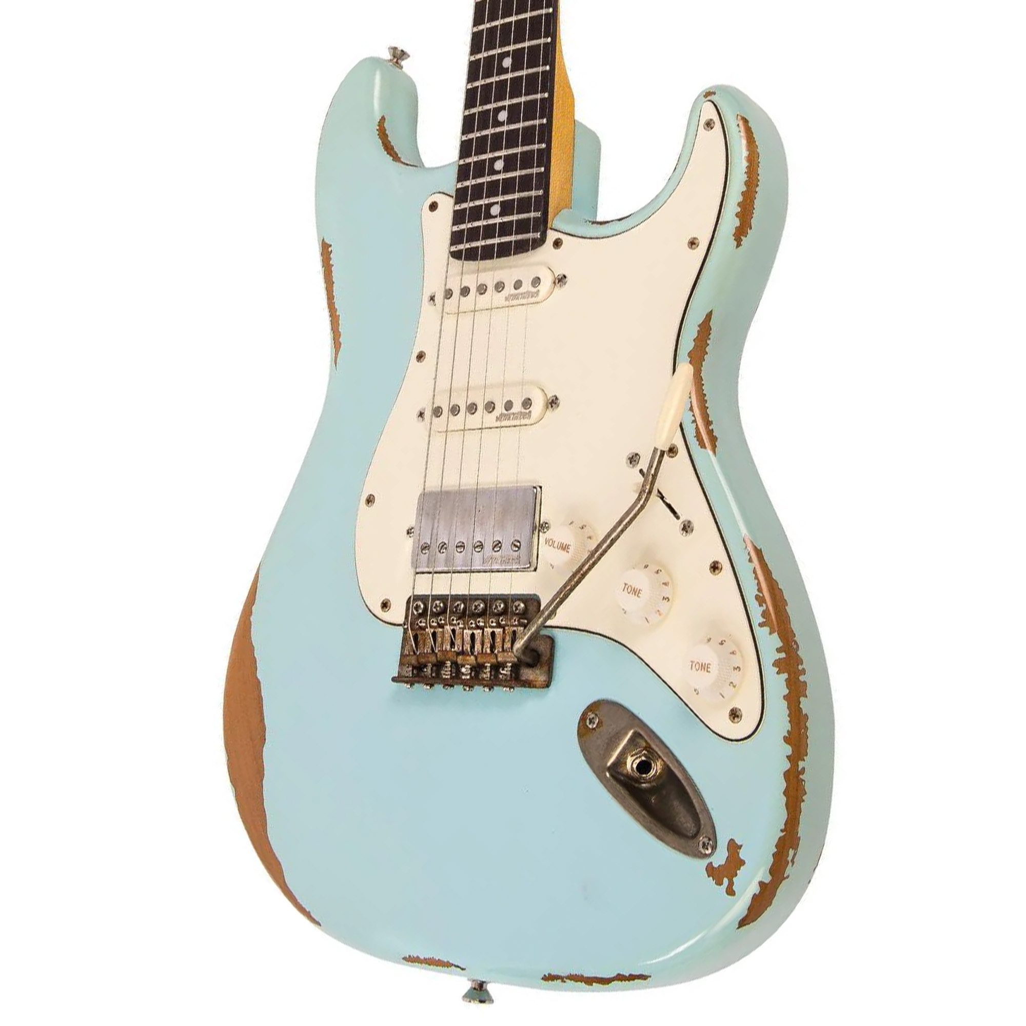 Vintage Icon HSS Electric Guitar - Ultra Gloss Distressed Laguna Blue