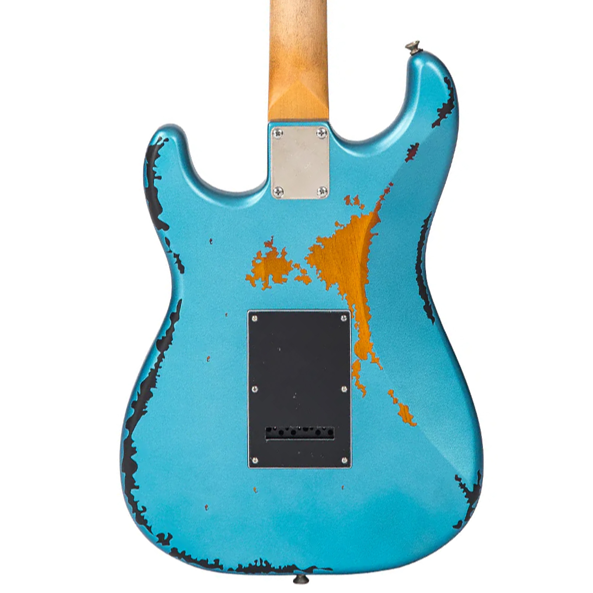 Vintage Icon Electric Guitar - Distressed Gun Hill Blue On Sunburst