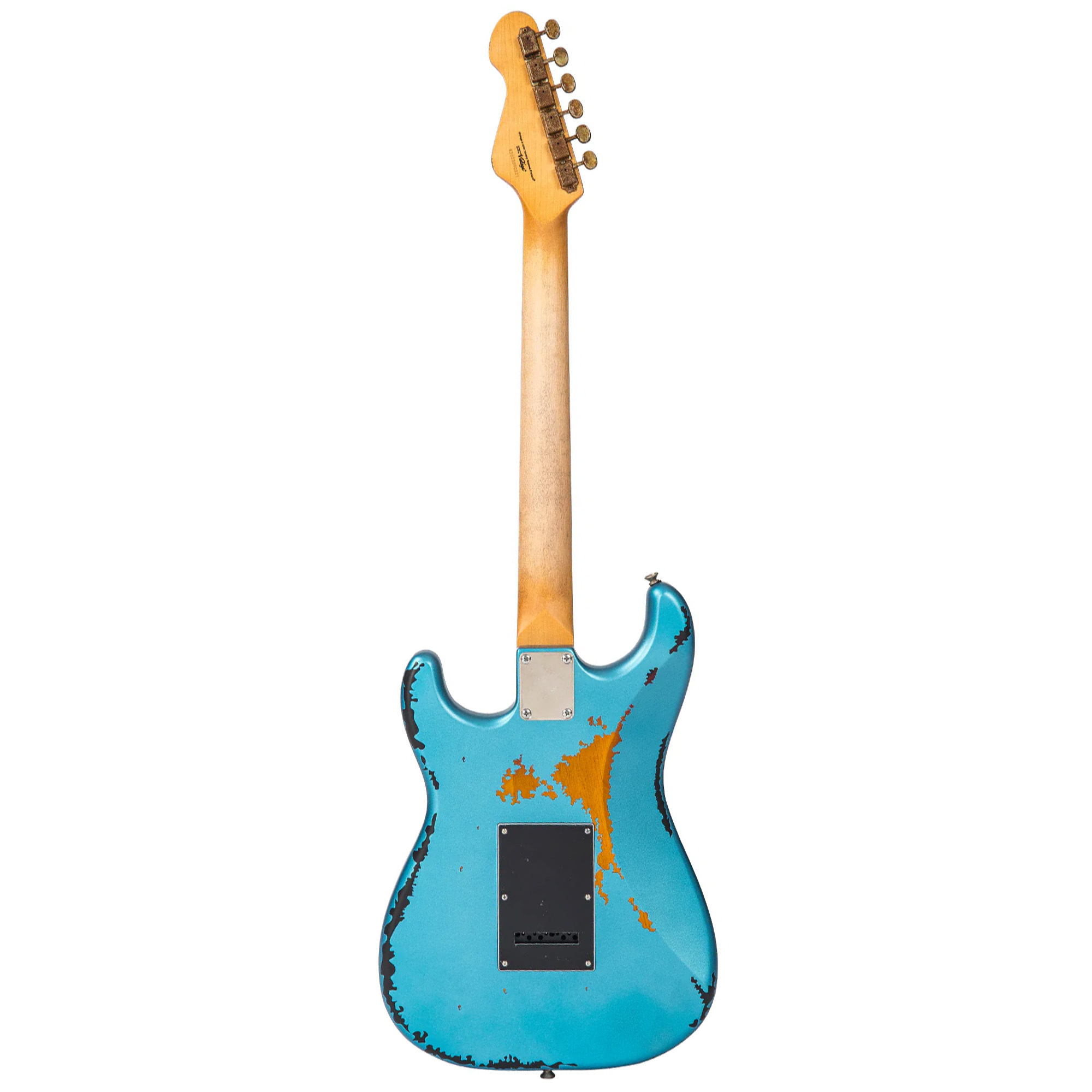 Vintage Icon Electric Guitar - Distressed Gun Hill Blue On Sunburst