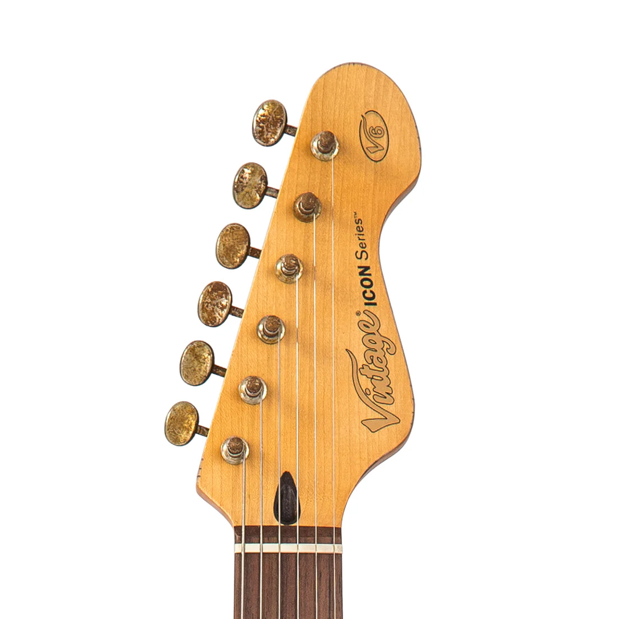 Vintage Icon Electric Guitar - Distressed Gun Hill Blue On Sunburst
