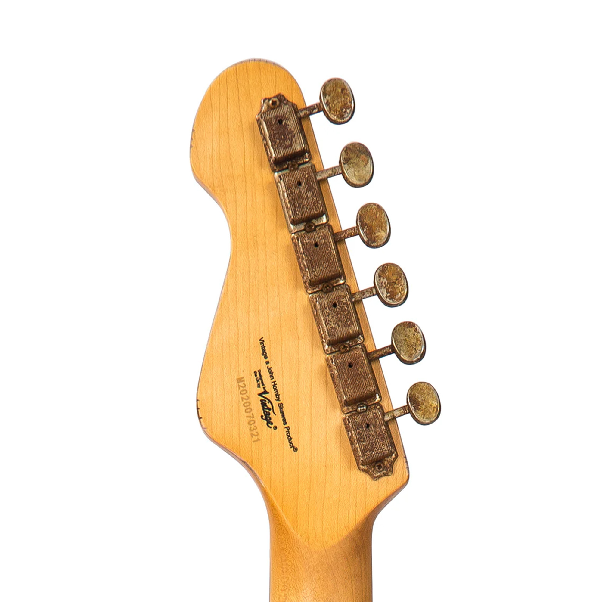 Vintage Icon Electric Guitar - Distressed Gun Hill Blue On Sunburst