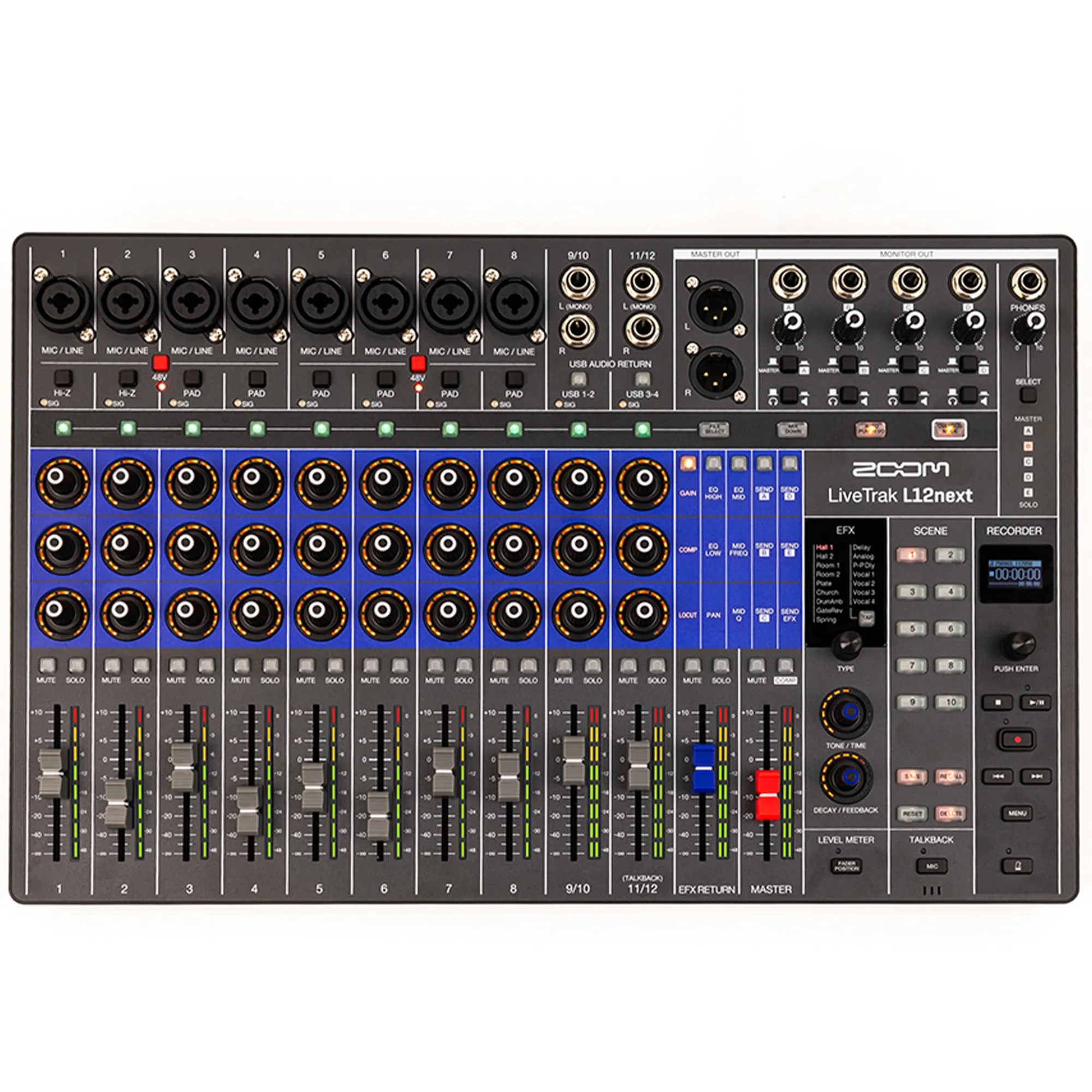 Zoom L12next LiveTrak Digital Mixer Recorder - 12 Channels - 2 Years Warranty