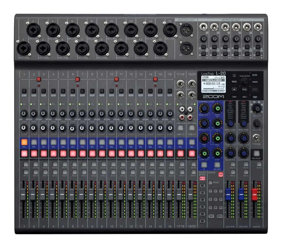Zoom L-20 LiveTrak Digital Mixer Recorder - 20 Channels- 2 Years Warranty
