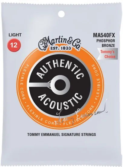 Martin Strings Authentic Acoustic Guitar Set Flexible Core Tommy's Emmanuel Choice Light - 0.12 - 0.54