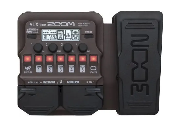 Zoom A1X FOUR Acoustic Instrument Multi-Effect Processor With Expression Pedal- 2 Years Warranty