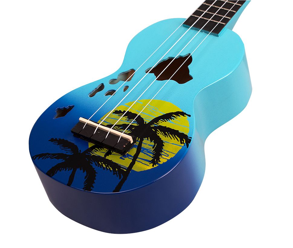 Mahalo Ukulele Soprano " Hawaii " Designer Series Blue Burst with Bag