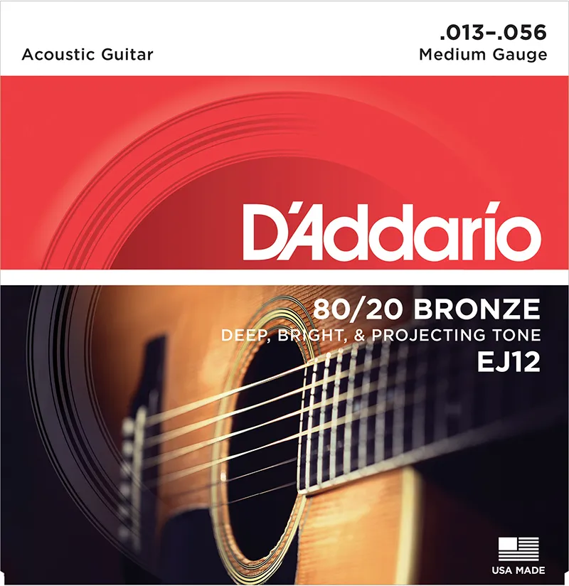 D'Addario EJ12 80/20 Bronze Acoustic Guitar Strings Medium - 13-56