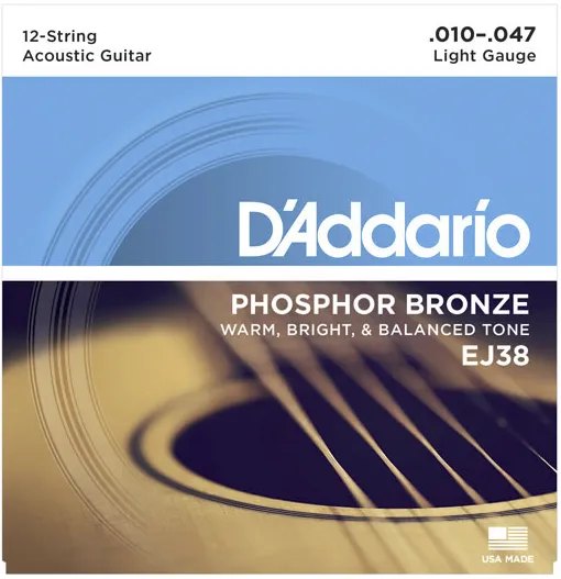D'Addario EJ38 Set Acoustic Bronze 12-Strings Light - 10-47