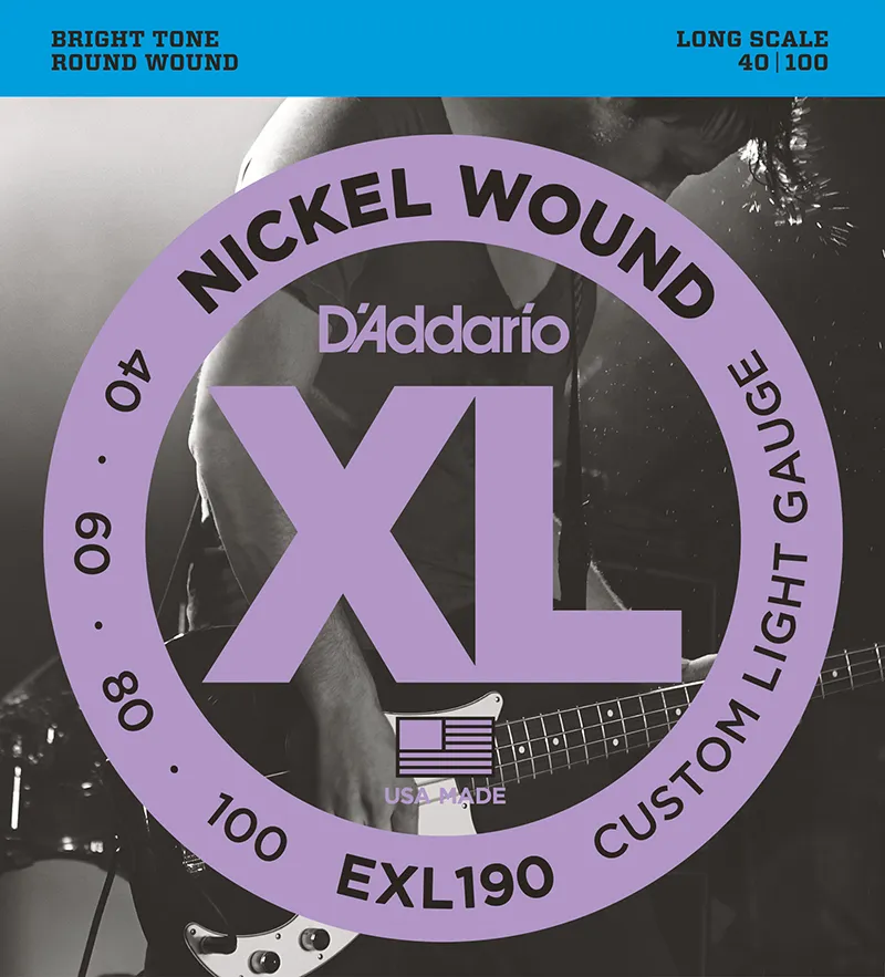 D'Addario EXL190 Nickel Wound Long Scale Bass 4-String Custom Light - 40-100