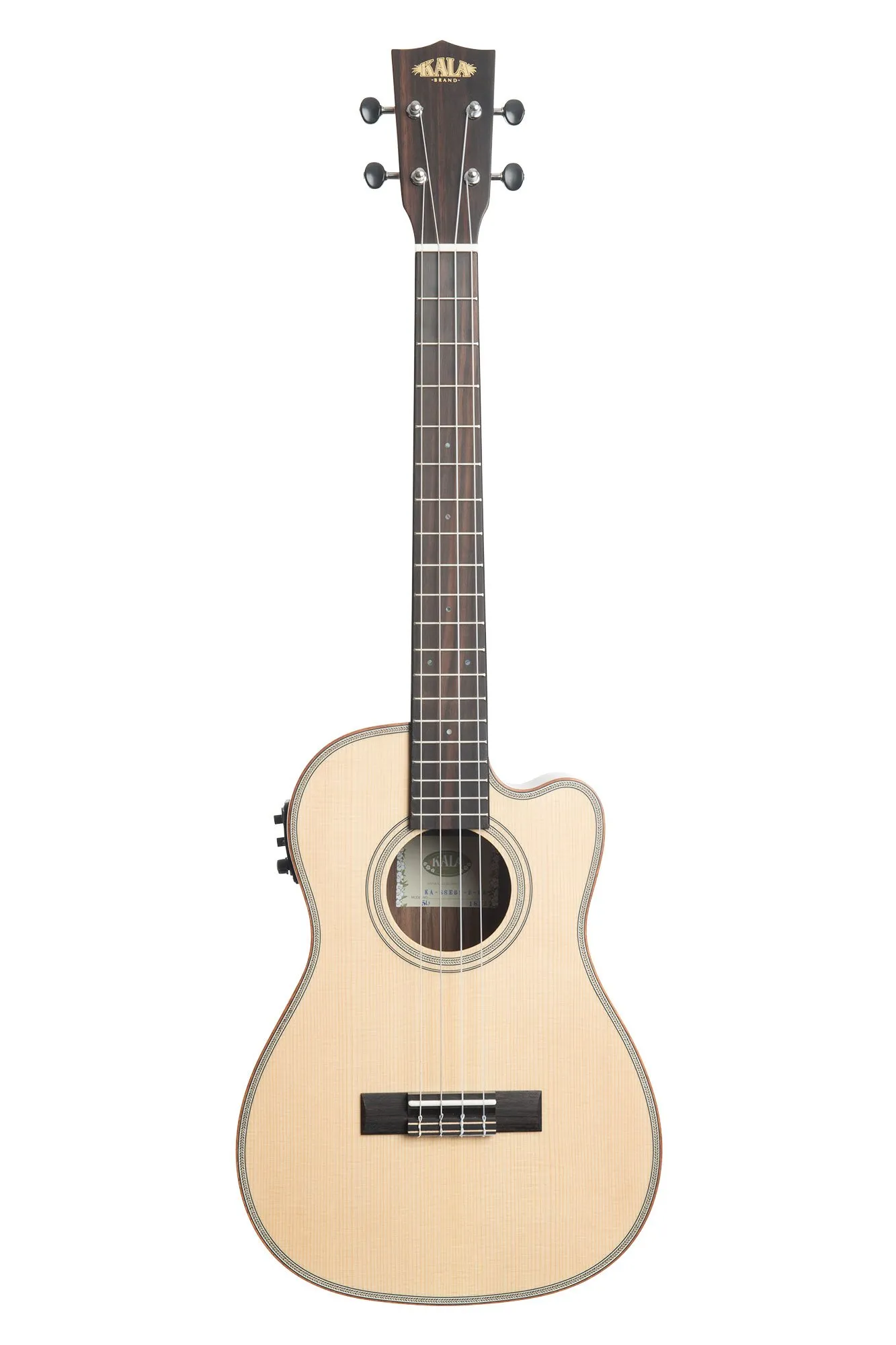 Kala Striped Ebony Series Baritone Semi-Acoustic Ukulele - Included Bag - B-Stock
