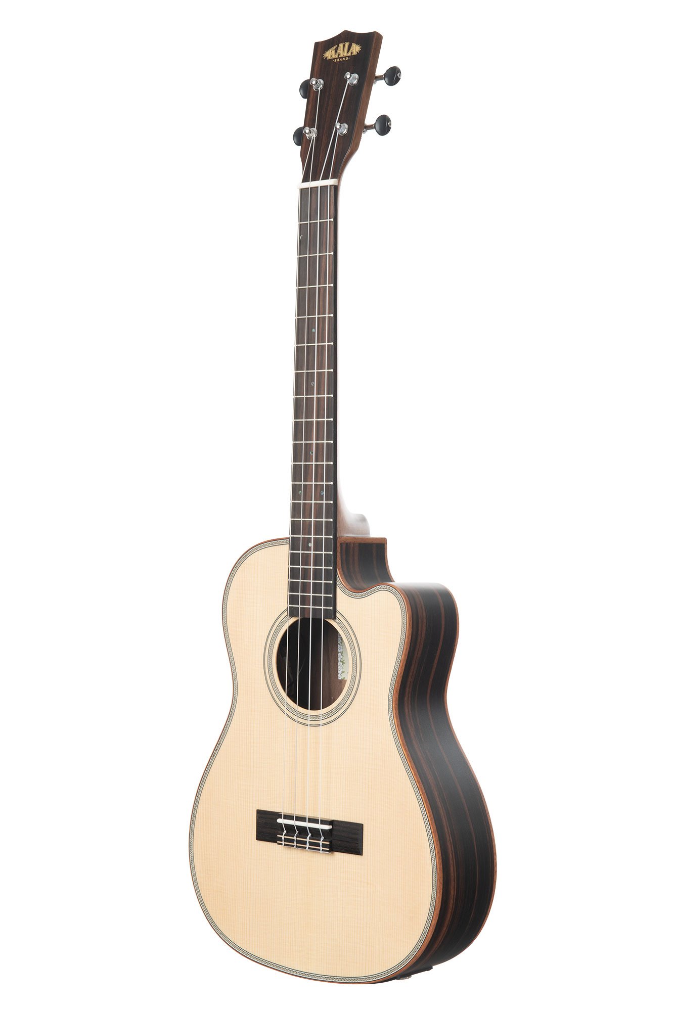 Kala Striped Ebony Series Baritone Semi-Acoustic Ukulele - Included Bag - B-Stock