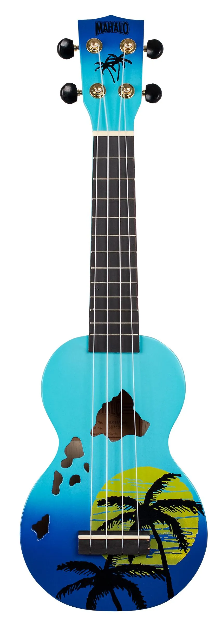 Mahalo Ukulele Soprano " Hawaii " Designer Series Blue Burst with Bag