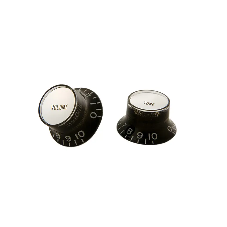 Gibson Accessories Top Hat Style Knobs - Black with Silver Metal Insert - Pack of 4