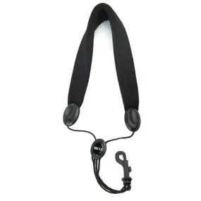 Rico SJA18 Padded Strap with Plastic Snap Hook for Soprano and Alto Saxophones - Black