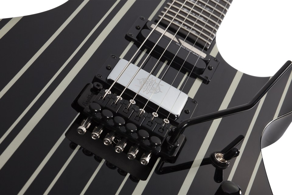 Schecter Electric Guitar Synyster Custom-S - Gloss Black With Silver Pin Stripes