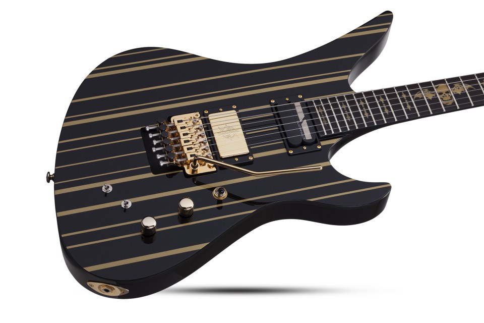 Schecter Synyster Custom S Electric Guitar - Gloss Black With Gold Stripes