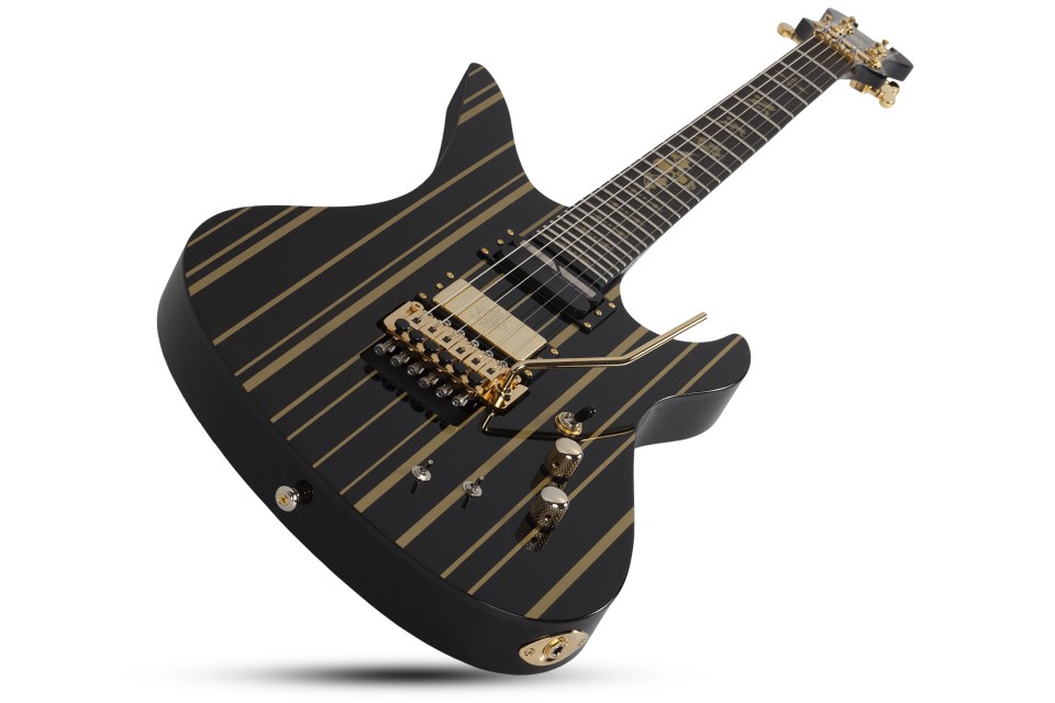 Schecter Synyster Custom S Electric Guitar - Gloss Black With Gold Stripes