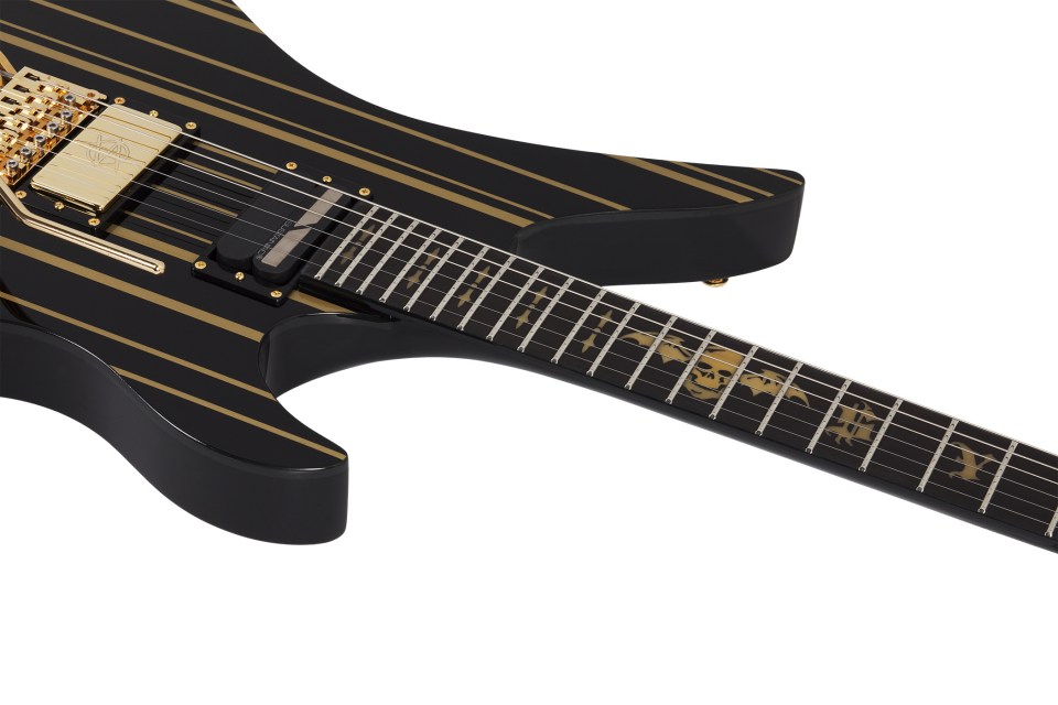 Schecter Synyster Custom S Electric Guitar - Gloss Black With Gold Stripes