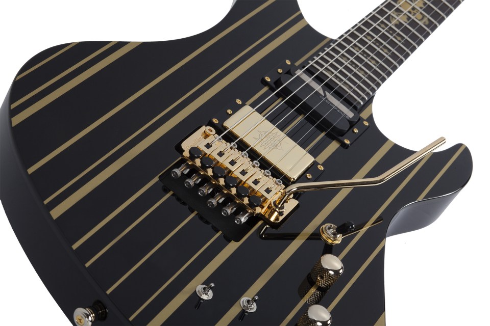 Schecter Synyster Custom S Electric Guitar - Gloss Black With Gold Stripes