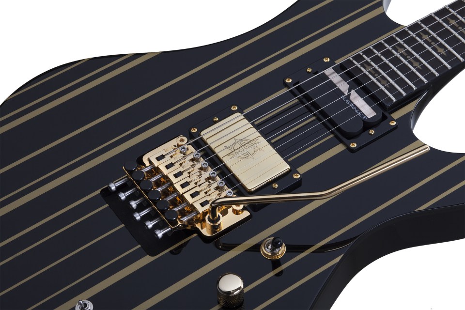Schecter Synyster Custom S Electric Guitar - Gloss Black With Gold Stripes