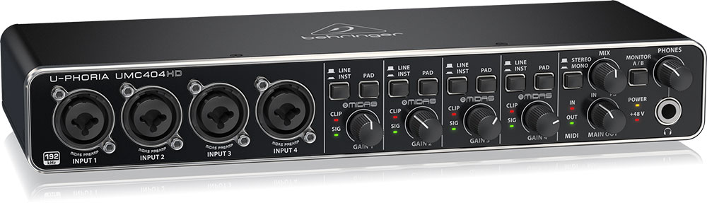 Behringer U-Phoria USB Audio Interface with Midas Mic Preamplifiers