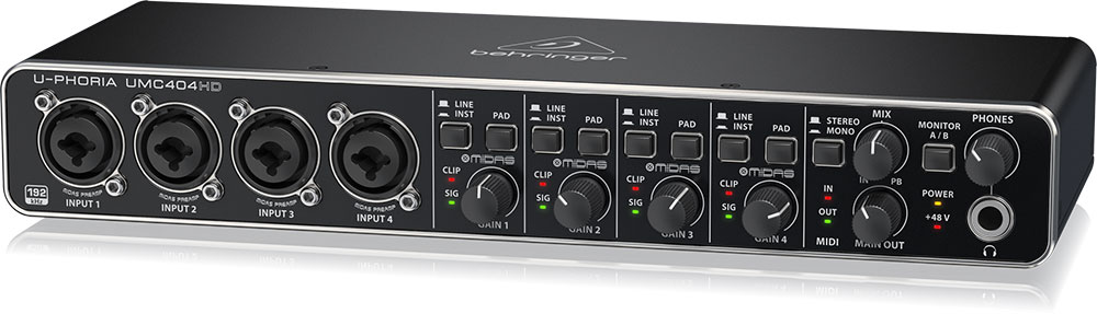 Behringer U-Phoria USB Audio Interface with Midas Mic Preamplifiers