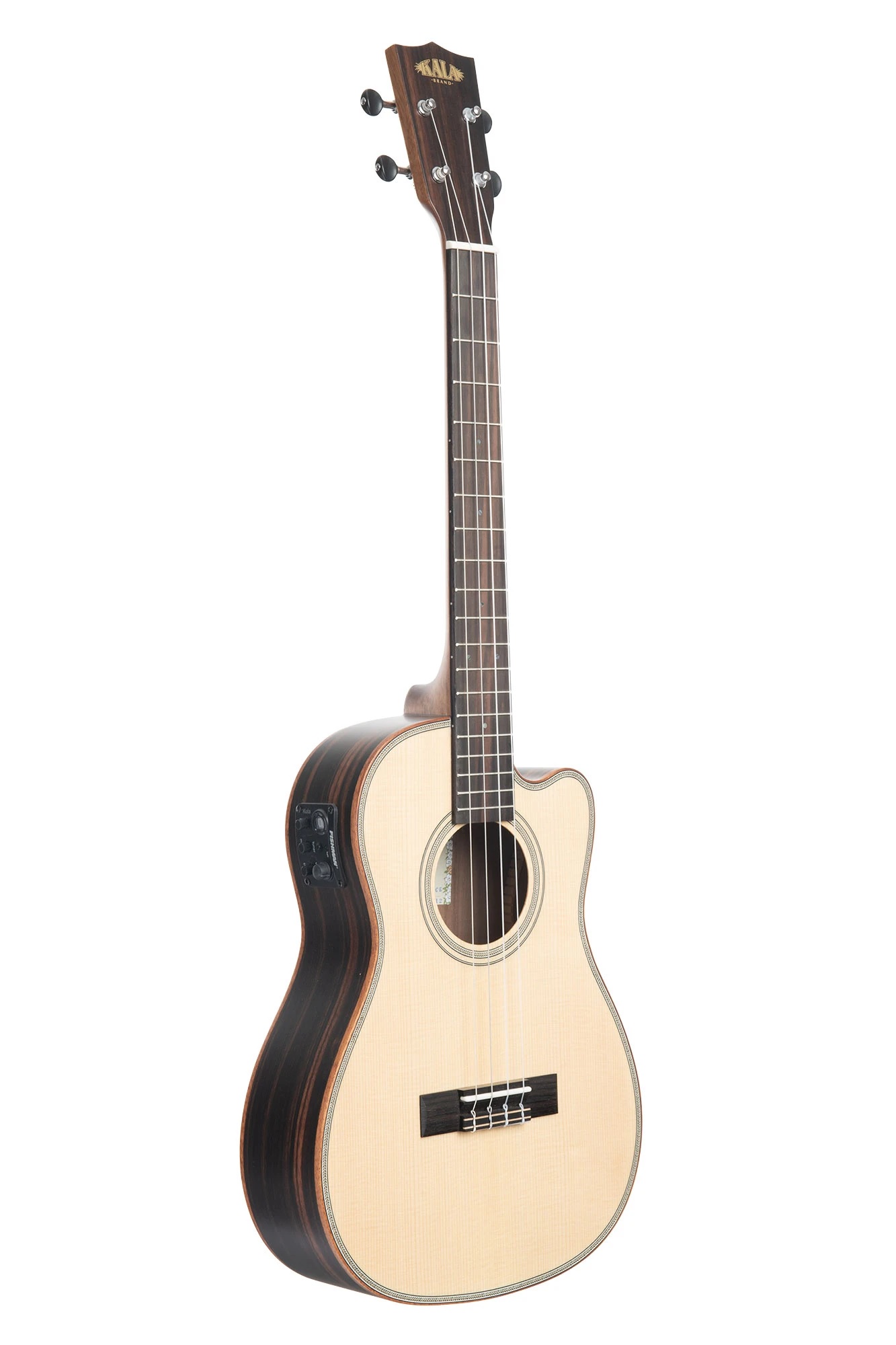 Kala Striped Ebony Series Baritone Semi-Acoustic Ukulele - Included Bag - B-Stock