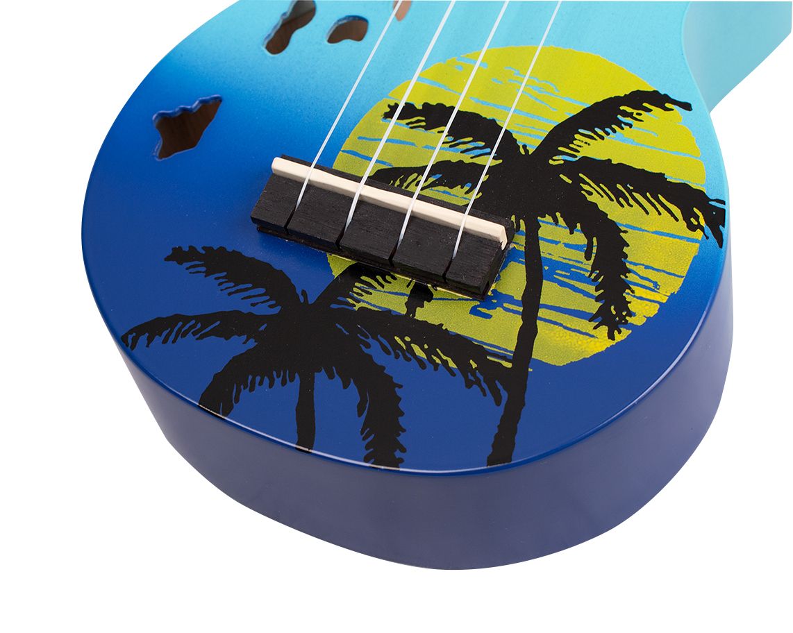 Mahalo Ukulele Soprano " Hawaii " Designer Series Blue Burst with Bag