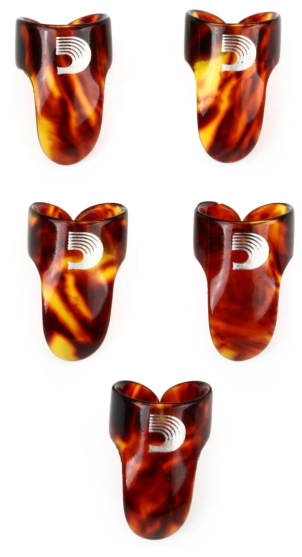 D'Addario 4CSH6-5 Classic Celluloid Finger Picks Medium Size (1.0mm) - 5 pieces